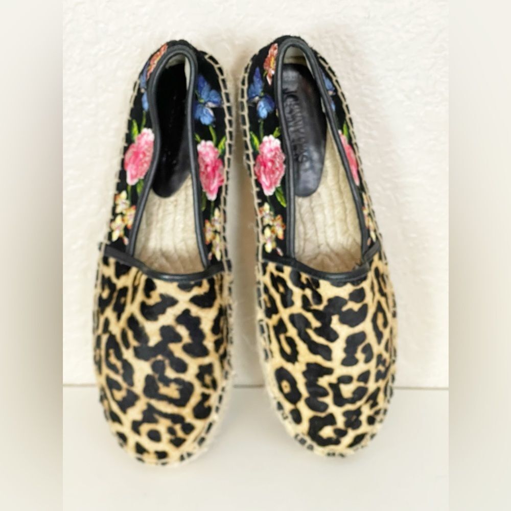 Johnny Was Garden black suede Leopard floral print Espadrilles 8 - Picture 3 of 12